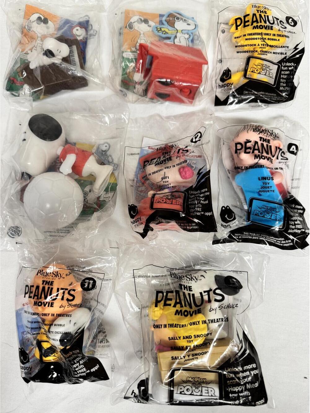 Lot of 8 Peanuts Snoopy Fast Food Toys NIP Sealed 2015 McDonalds 2007